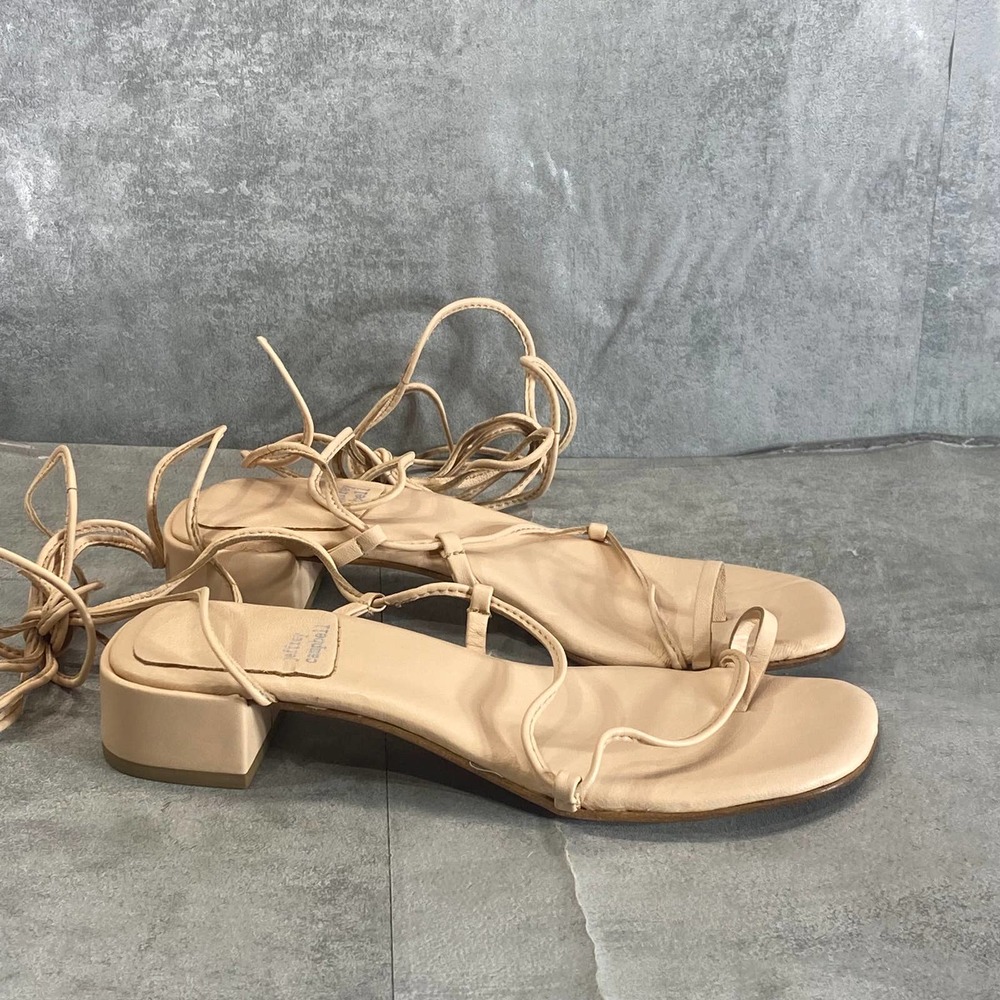 Jeffrey Campbell Women's Blush Leather Agate-2 Square-Toe Block-Heel Sandals SZ8